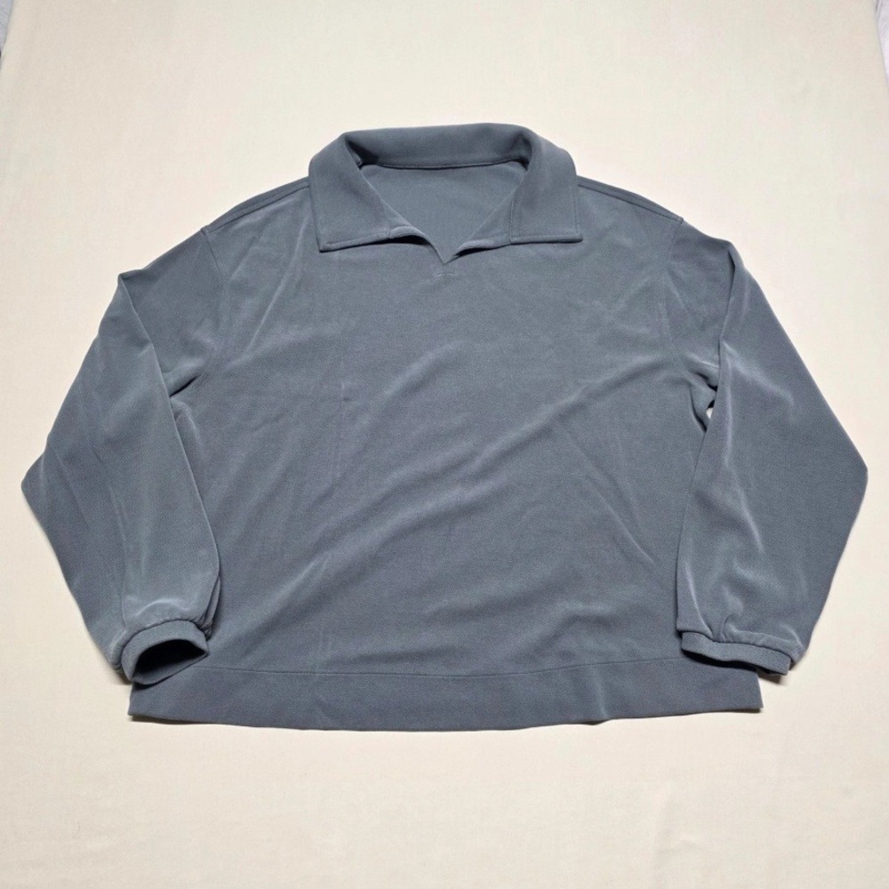 Lululemon Gray/Sage Long Sleeve Crop Top Pullover Shirt Women Medium Relaxed